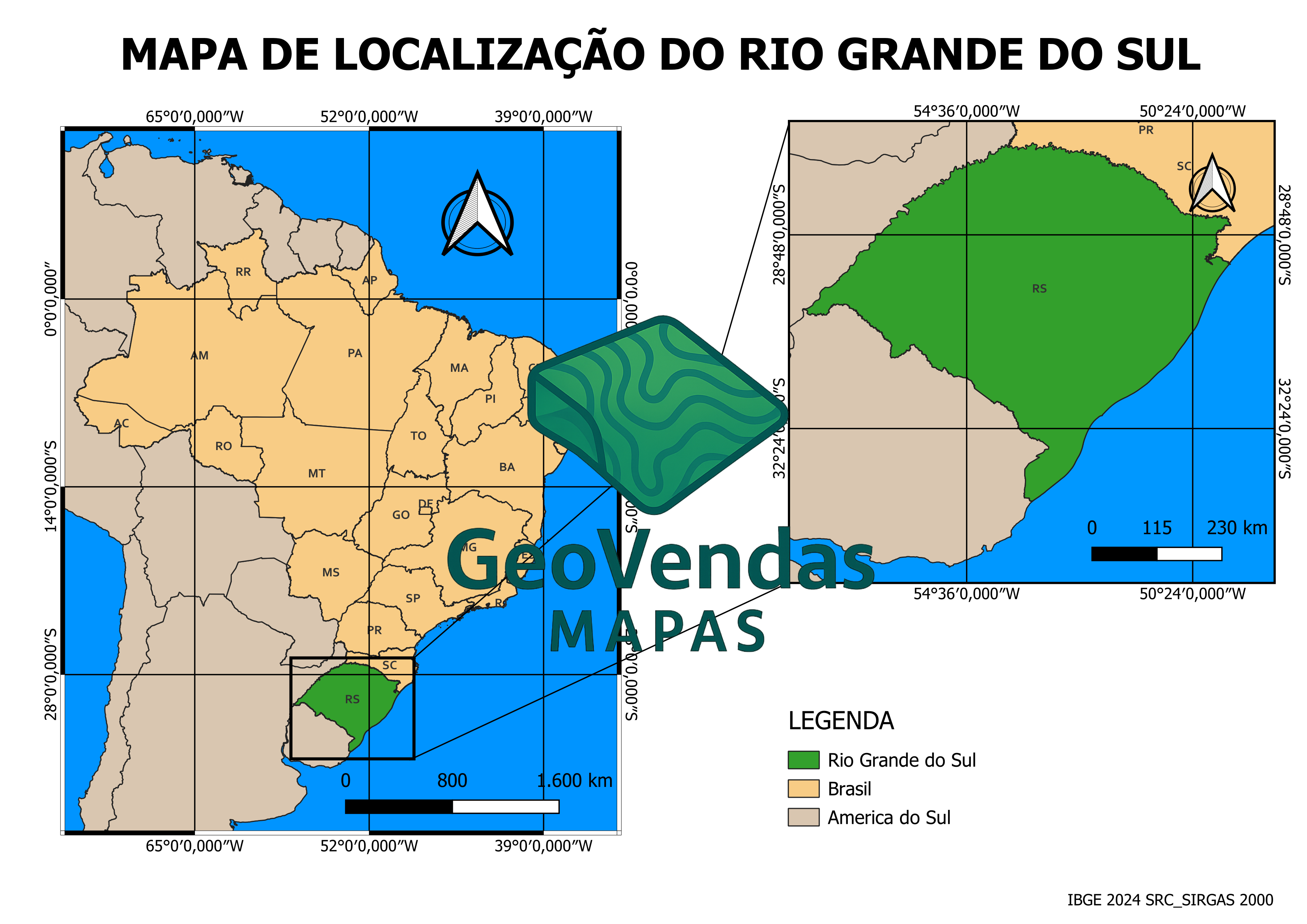 Mapa de localização do Rio Grande do Sul